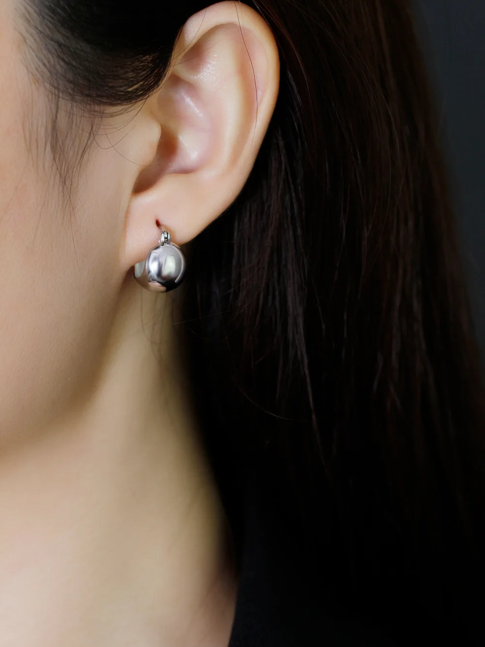 CCFJOYAS High Quality 925 Sterling Silver Round Ball Glossy Hoop Earrings for Women 18k Gold Plated Punk Rock Huggies Earrings