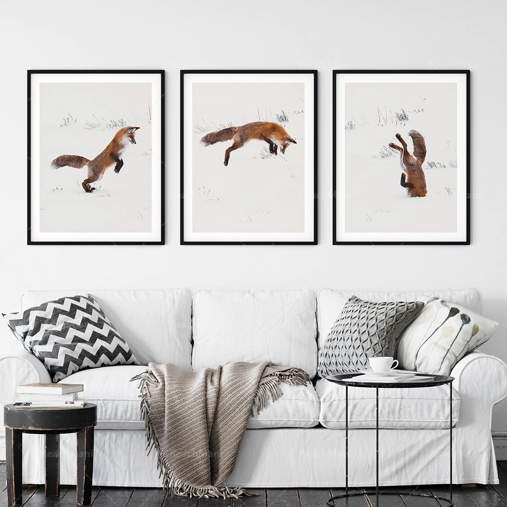 

Fox Forest Canvas Painting Animal Wall Art Pictures Nordic Pop Creative Posters and Prints Living Room Home Decor