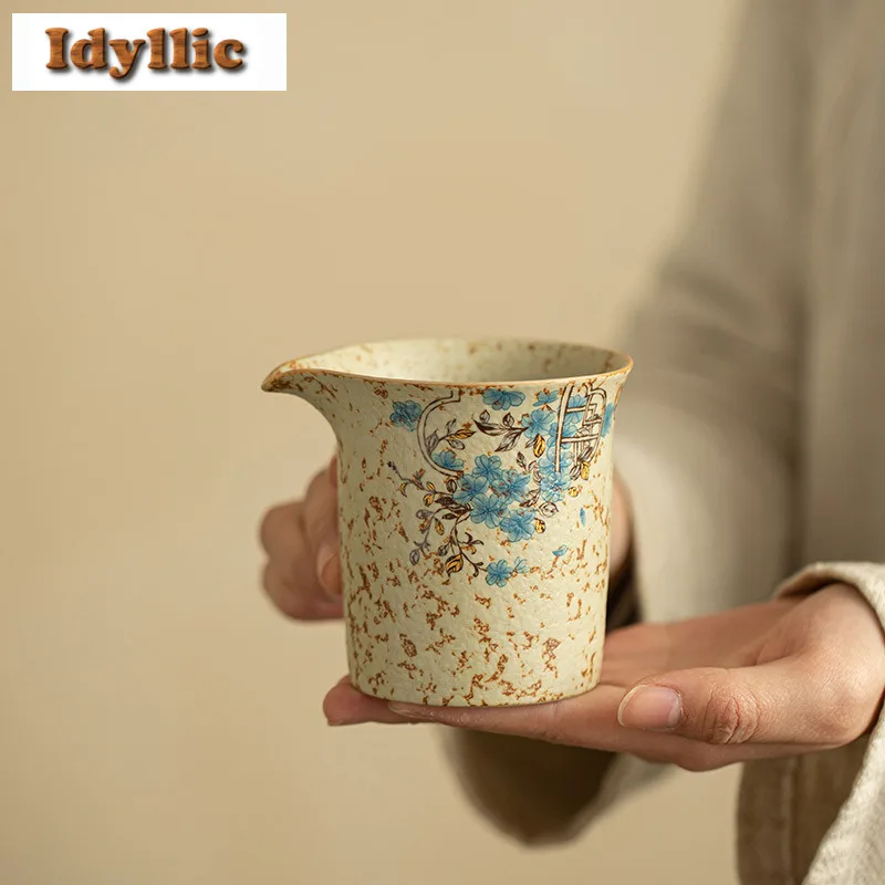 

200ml Tracing Gold Blue And White Fire-stone Red Tea Pitcher Divide Tea Cha Hai Dispenser Justice Cup Fair Mug Tea Services Gift
