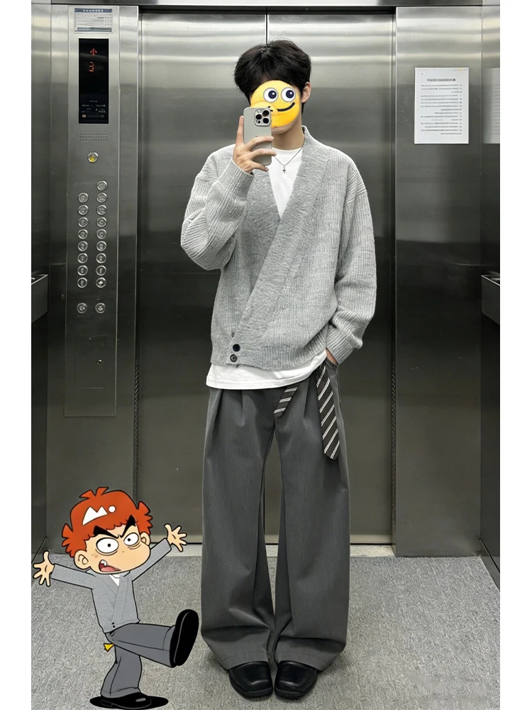 

Мужские брюки Cleanfit с плиссировкой и А-образным кроем, свободные, струящиеся, модные, повседневные, для молодых мужчин