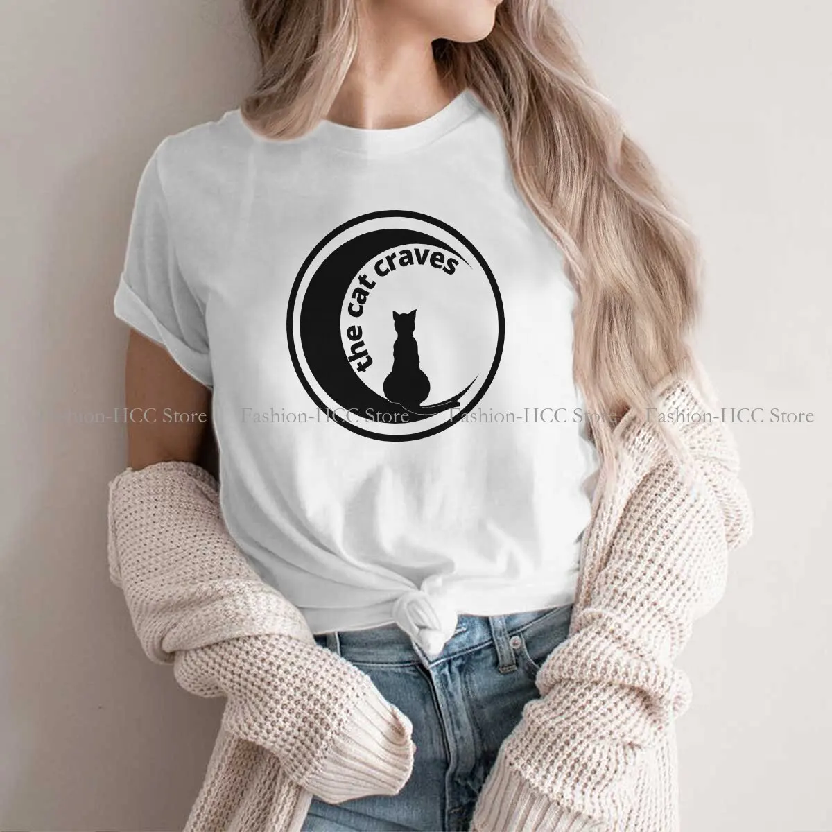 The Cat Craves Combat Fashion Polyester TShirts Murder Mitten Kitten Female Graphic Streetwear T Shirt O Neck