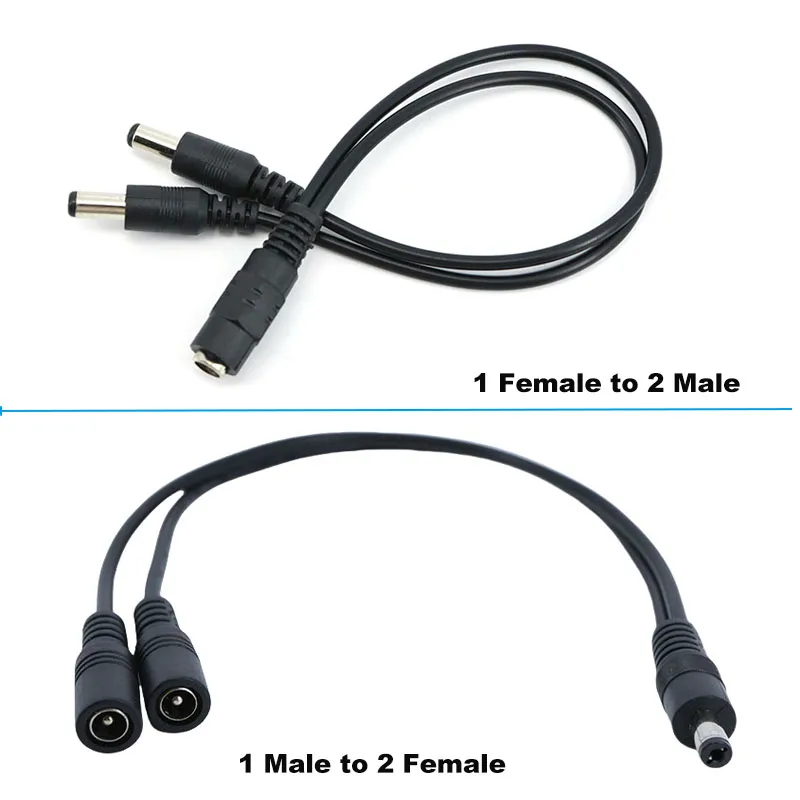 

1pcs DC 12V 1 Female to 2 Male Power Split Splitter Cable 5.5x2.1mm for CCTV Camera Security DVR Accessories LED Light Strip J17