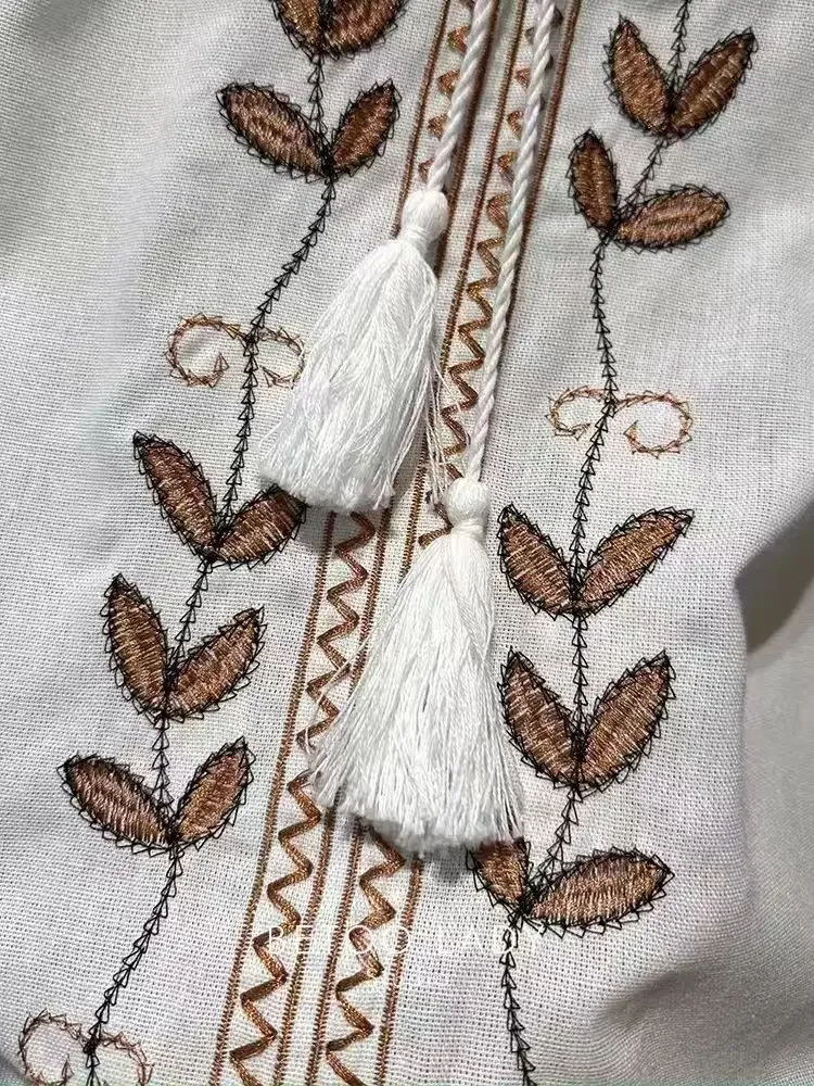 Neue Herbst Stickerei Baumwolle Len Shirts und Bluse frauen Laterne Hülse Top Blusas Frauen Kleidung