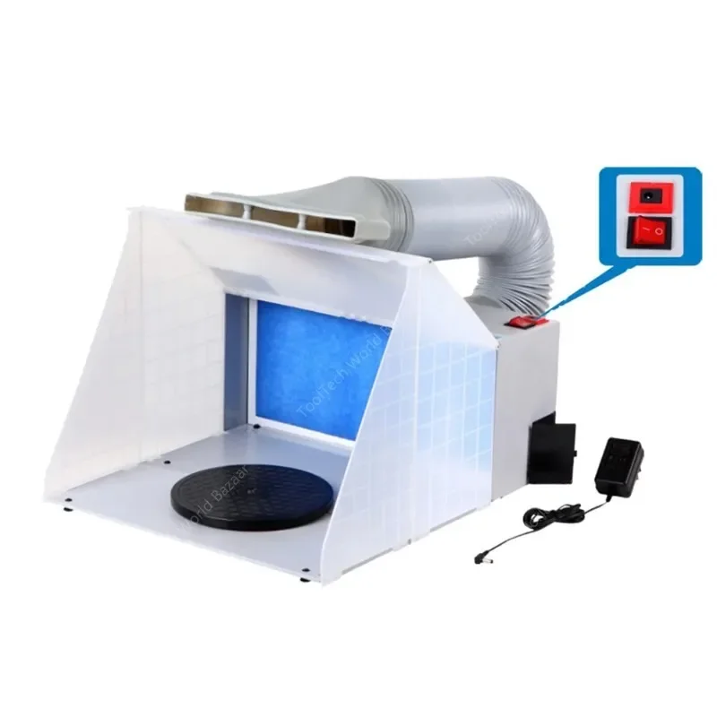 Airbrush Spray Booth Portable Hobby Airbrush Paint Spray Booth Kit with 4 LED Light Powerful Dual Exhaust Fans