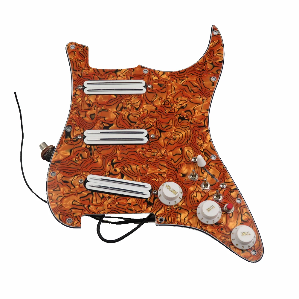 

Orange Onyx Pickguard White Pickup Dual Hot Rails Humbucker Pickup Versatility Pre-wired Pickguard for Guitars