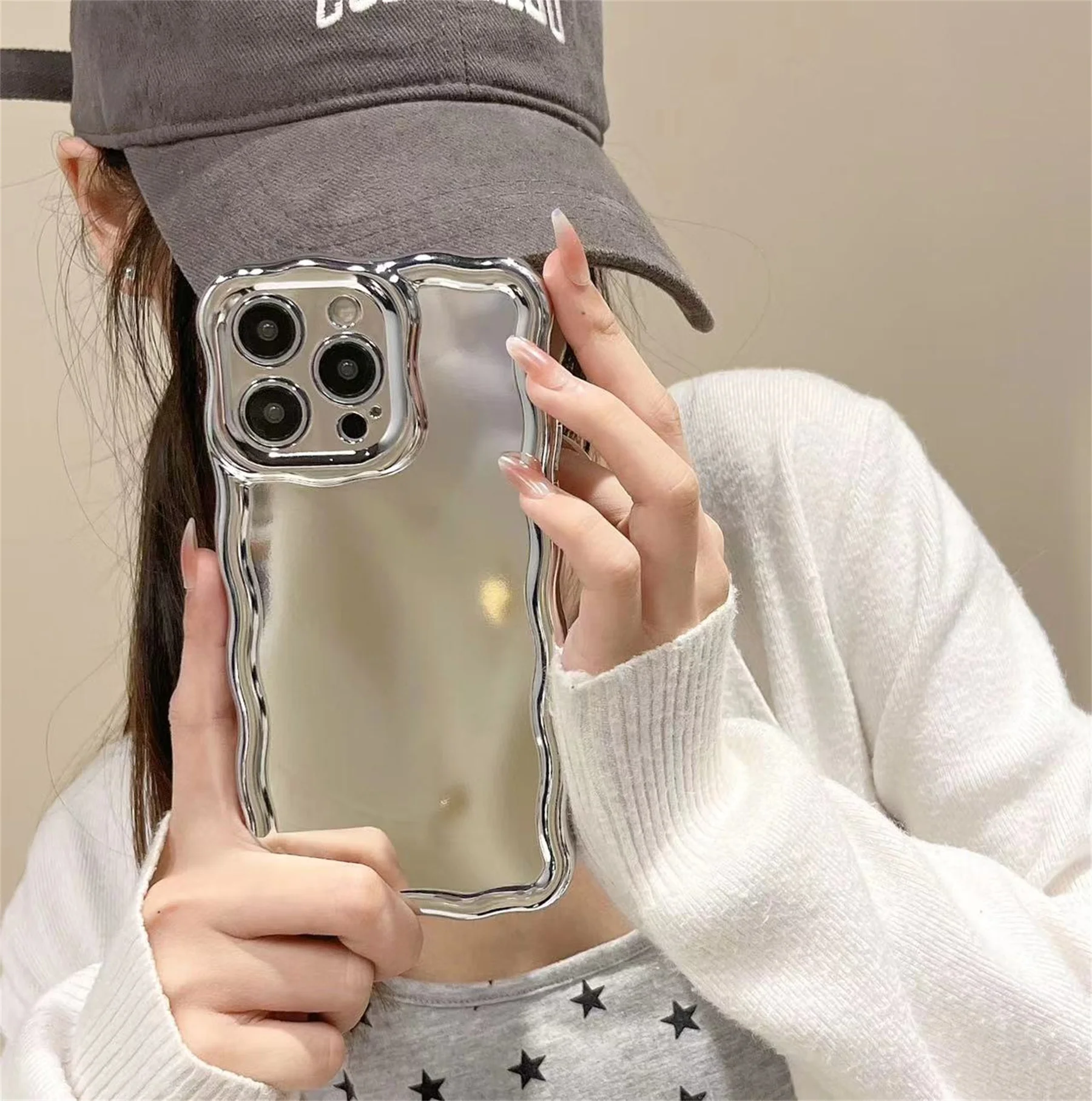 

Korean Simple Luxury Commercial Affairs Plating Wave Solid Color Case for iPhone 11 12 13 14 15 Pro Max Shockproof Back Cover