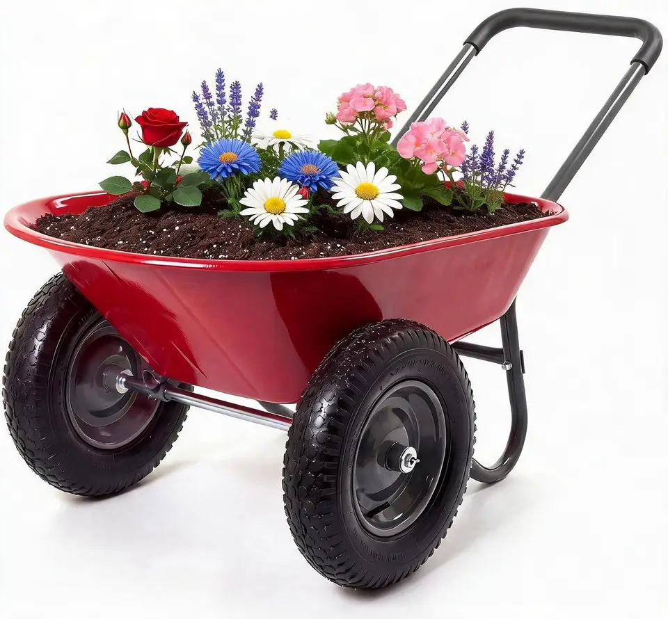 Heavy Duty Garden Wheelbarrow with All Terrain Wheels