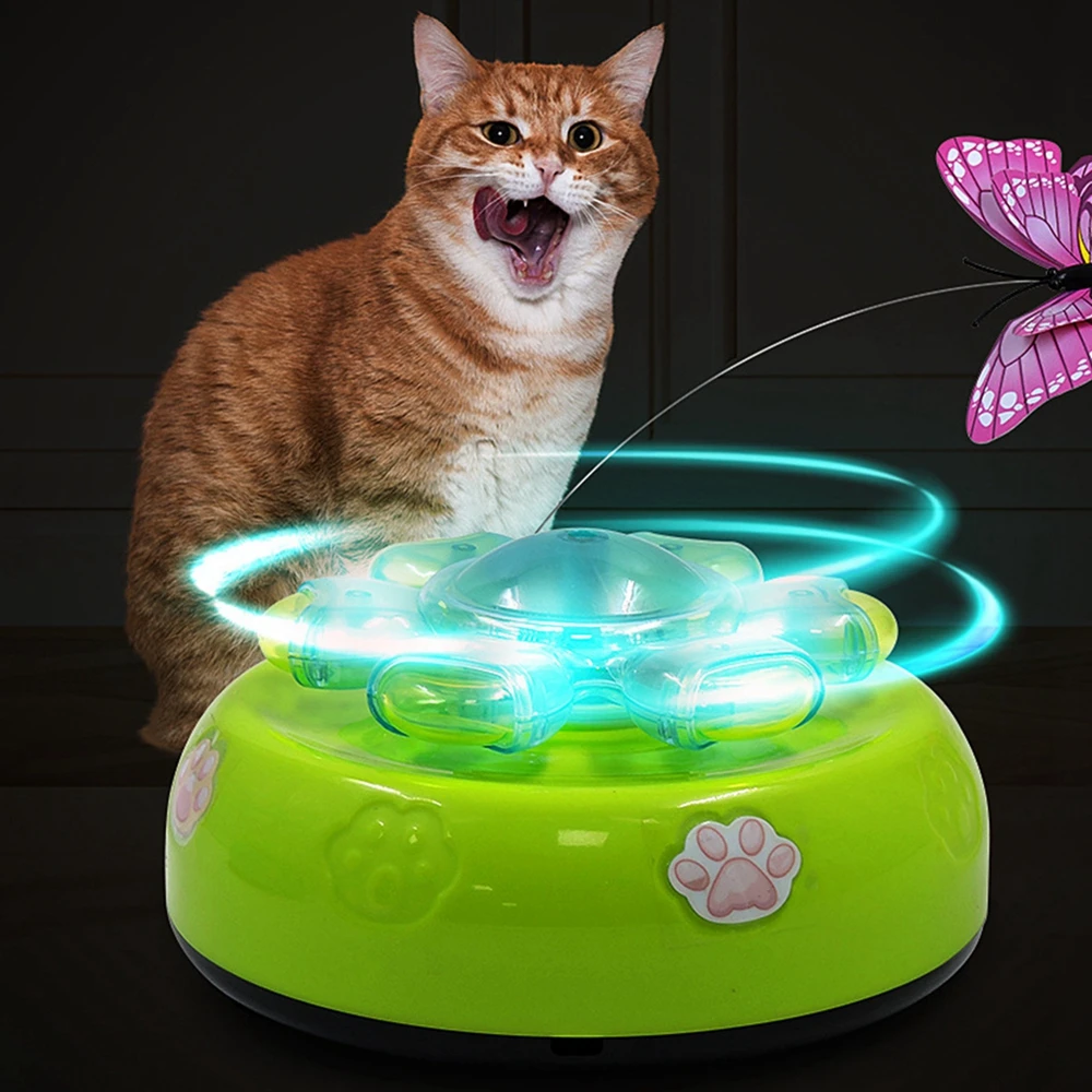 Interactive Cat Toy 5 IN 1 360 Degree Rotating Butterfly Automatic Cat Toys Random Moving USB Charging Ambush Feather Toys