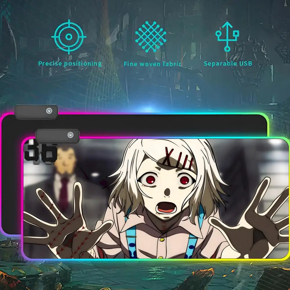 

Japan Anime JUZO SUZUYA Mouse Pad RGB LED Light Gaming Mousepad Waterproof Large Gamer Mouse Carpet Big Mause Keyboard Pad PC De