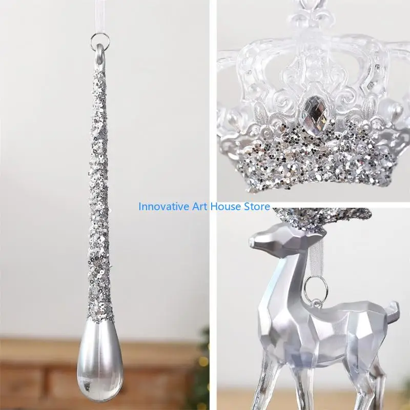 E1PC Silver-Tone Christmas Ornament with Ribbon Loop for Tree Displays