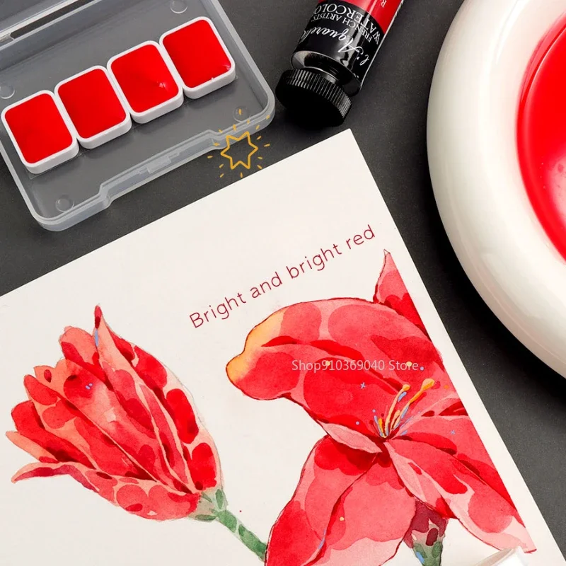 

Bright Red Series 4-color Watercolor Pigment Subpackage 0.3ML/5ML Chinese Red Portable Watercolor Master Painting Art Supplies