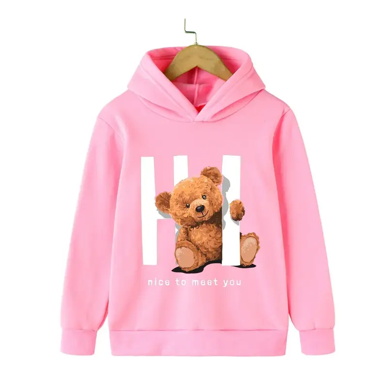 Autumn Winter Children Hoodies Kawaii Hi Teddy Bear Print Girls Boys Baby Clothes Casual Fashion Kids Sweatshirt Pullovers Tops - Image 5