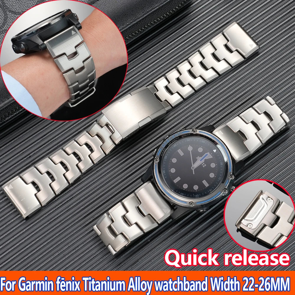 22mm 26mm Titanium Alloy watchband For Garmin Fenix 7 7X 6 6X 5 5X Pro Plus Smart watch strap Men quick release Metal bracelet