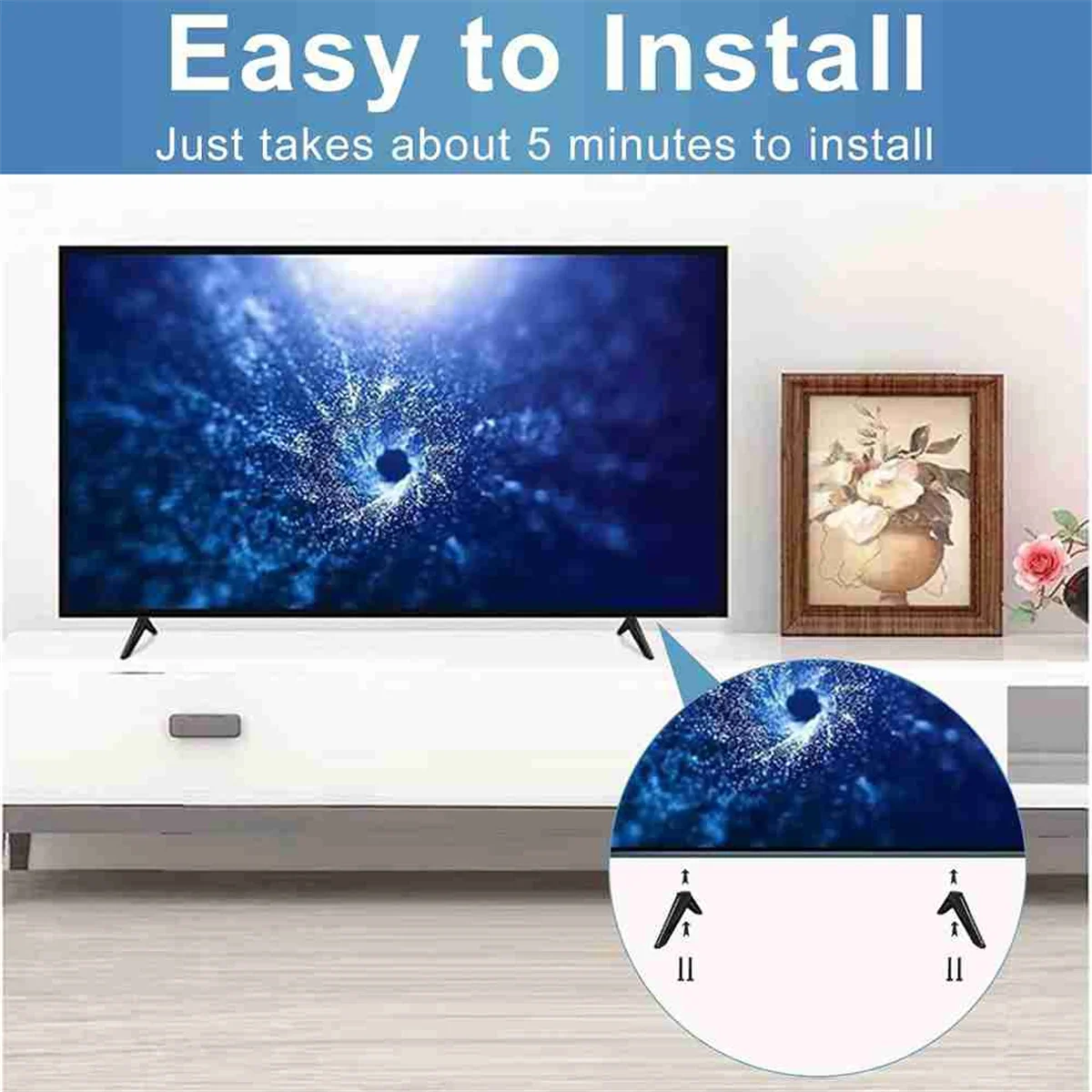 B44CStand لأرجل حامل تلفزيون TCL 28 32 40 43 49 50 55 65 بوصة، حامل تلفزيون لأرجل تلفزيون TCL Roku، أرجل تلفزيون بديلة مع براغي #2