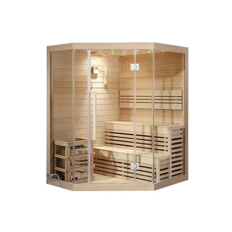 Sauna de madera interior más barata para 6 ~ 8 personas con estufa de sauna de 6kw, sala de sauna de vapor personal a la venta