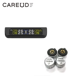 TPMS Solar Power Supply Car Tire Pessure Monitoring system with 4 External sensors CAREUD 882 PSI/BAR measurement High Quality