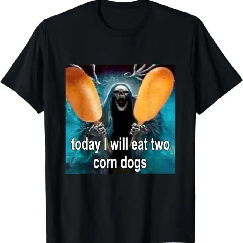 

Сегодня я ешьте два кукурузных собак, мем-одежда, футболка, размер S 5XL