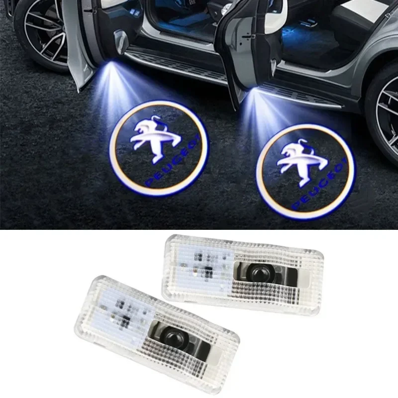 2pcs Car Door Welcome Projector Light for Peugeot 407 2008-2010 Laser LED Shadow Lamp Auto Decoration