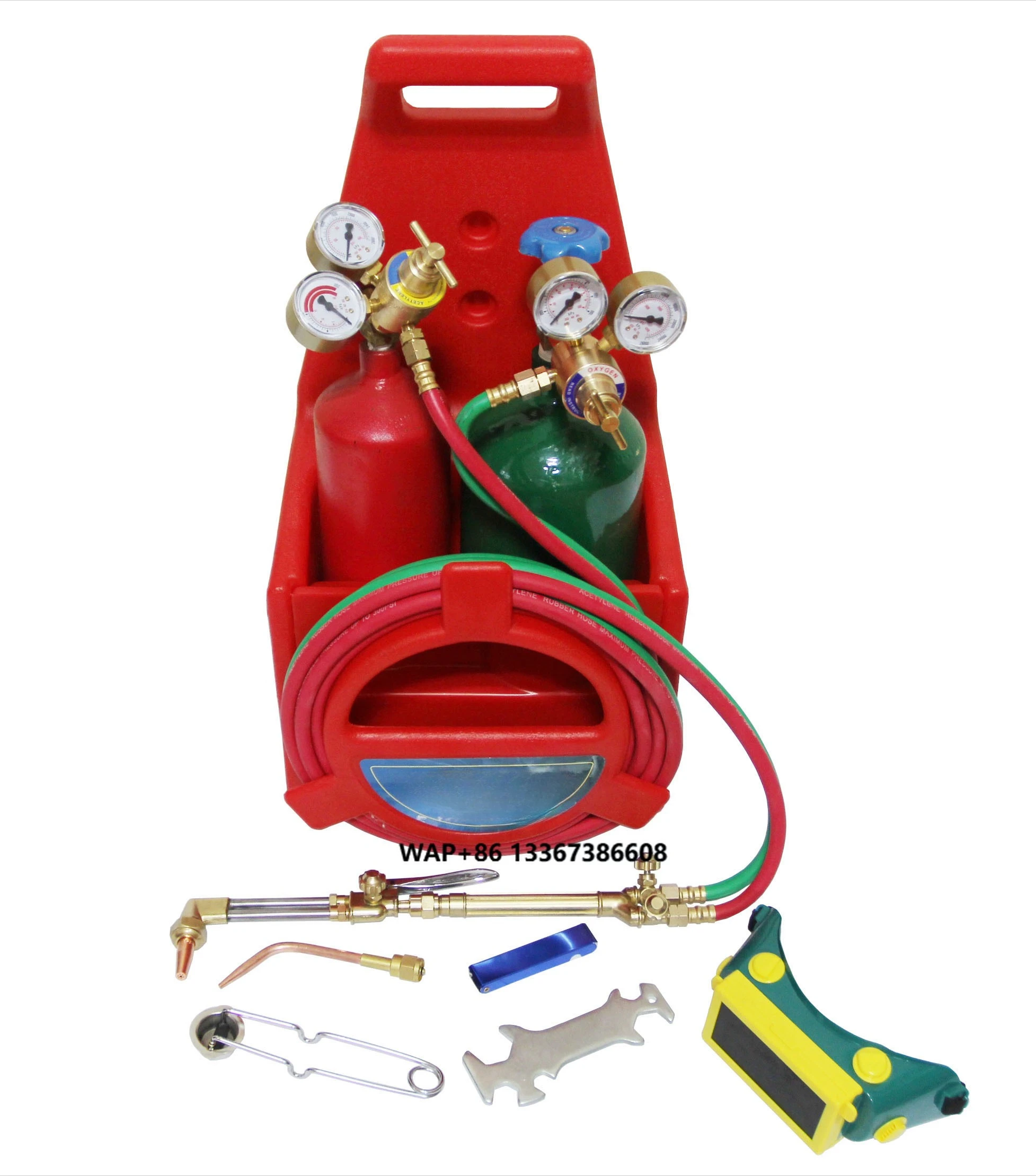 

4L Oxygen/2L Acetylene Tanks Portable Welding and Cutting Kit with Plastic Tote Frame