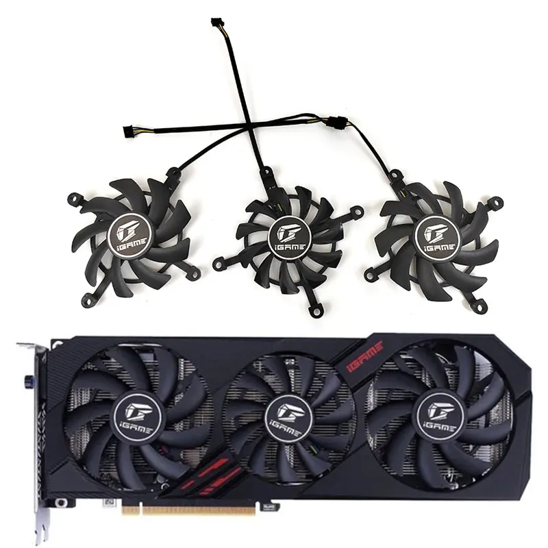 

3PCS 1LOT 85MM 75MM GTX 1660 Ultra GPU Fan, For Colorful IGame GTX 1660 1650 Ultra, RTX 2060 Ultra Graphics card cooling fan