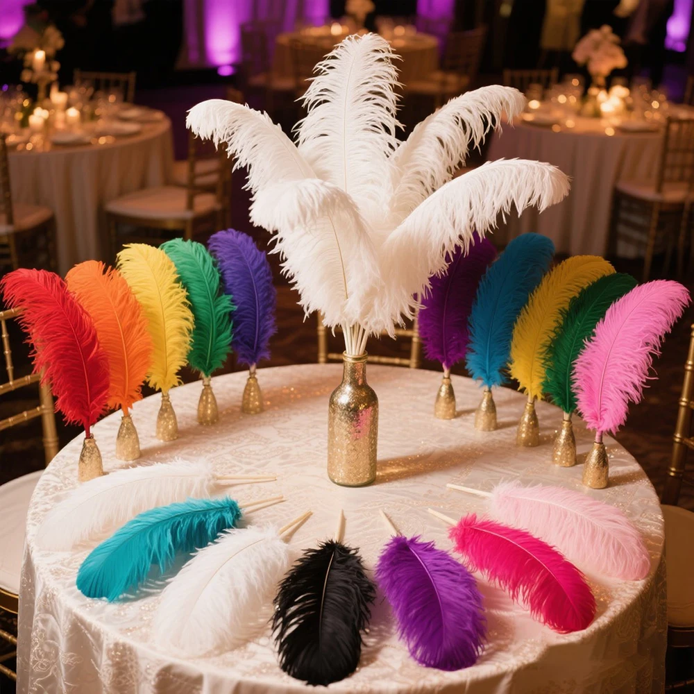 

10PCS 30-35cm (12-14")Premium Natural Ostrich Feathers 30 Colors for DIY Crafts，Bulk Wholesale