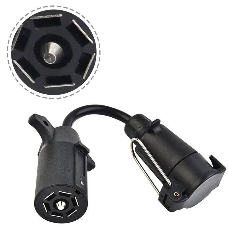 Top Sale Trailer Light Converter(7-Way Blade Socket To 7-Pin Round) US Vehicle European Trailer Adapter