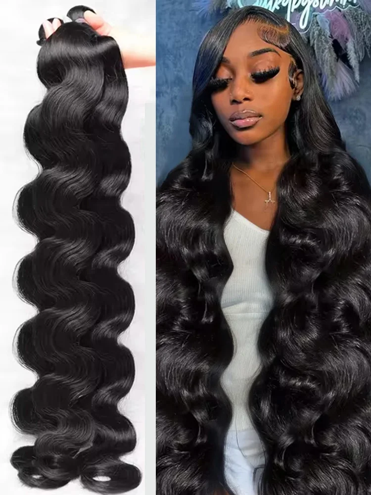 30 32 Inch Bundles 3/4 Pcs Body Wave Bundles 100% Human Hair Brazilian Unprocessed Human Hair Water Wavy Bundles Wave Extension