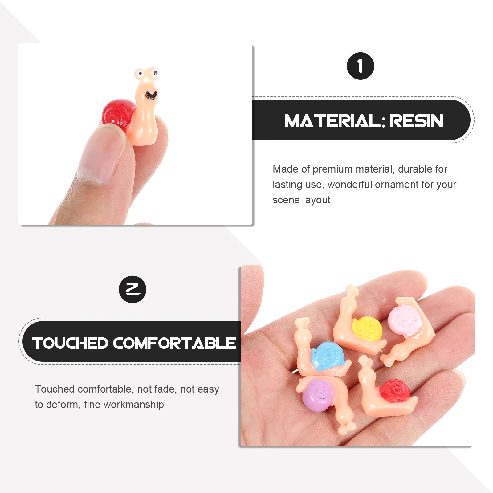 

20 Pcs Snail Shape Resin Figurines Durable Micro Landscape Ornament Garden Bonsai Decor Tiny Statues For Balcony Yard Scene