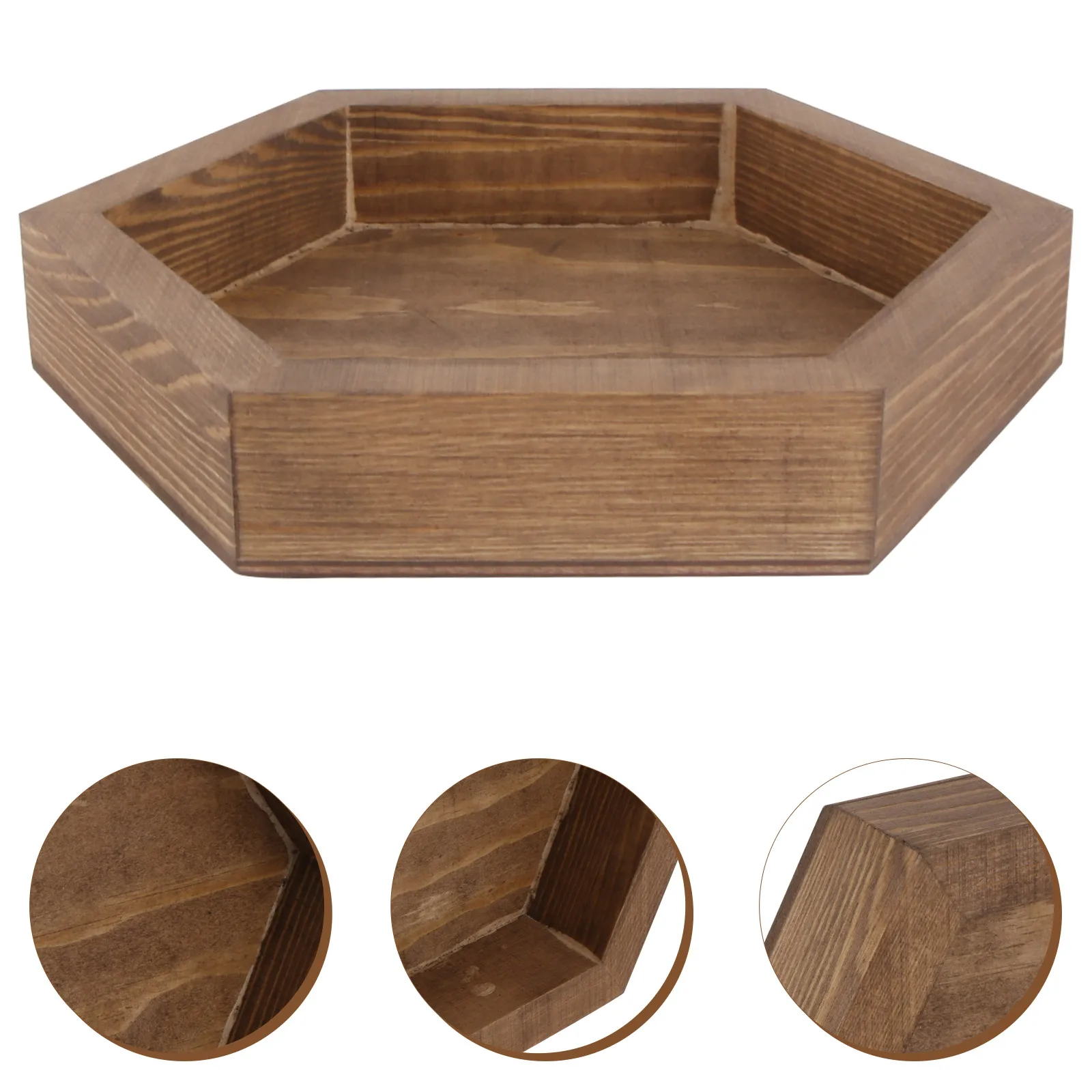 

Wooden Cake Tray Hexagonal Multi function Retro Dessert Serving Wedding Vanity Table Storage Trays Eco friendly Sturdy