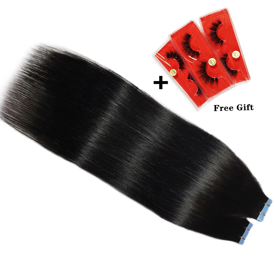 Tape In 100% Real Remy Human Hair Brazilian Human Hair Straight Extensions Skin Weft Adhesive Glue On Salon Quality for Woman