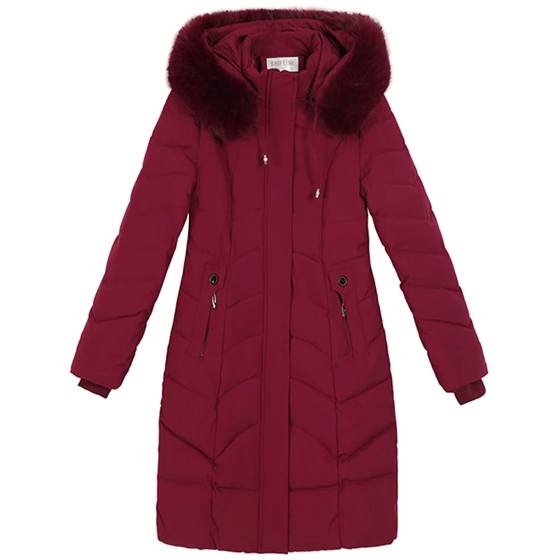 Imagem -06 - Cabolsas de Inverno para Mulher 2023 Grosso Quente de Meia Idade Cabolsas de Inverno Feminino Gola de Pele Casual Algodão Acolchoado Longo Parkas com Capuz