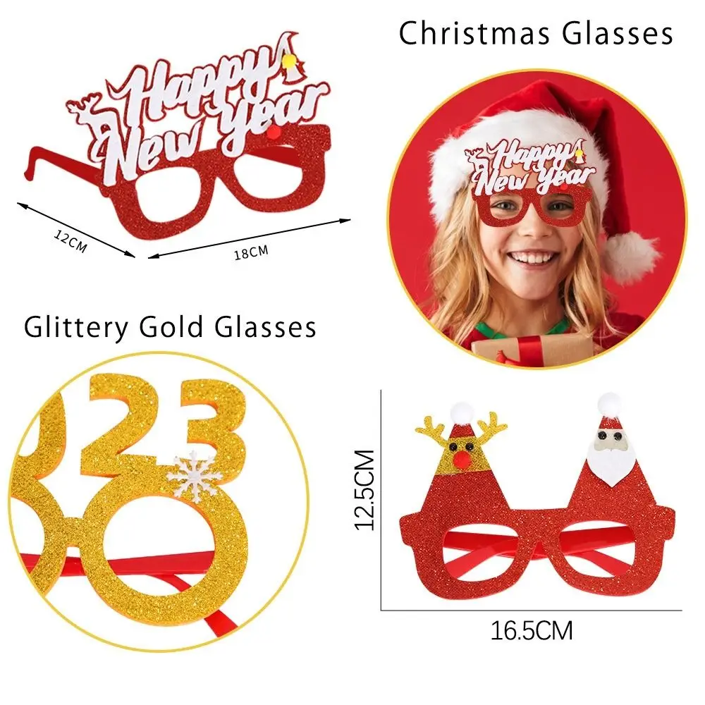 Accesorios de fotografía de letras, gafas con montura navideña, gafas de Papá Noel, decoraciones para fiestas, gafas decorativas navideñas