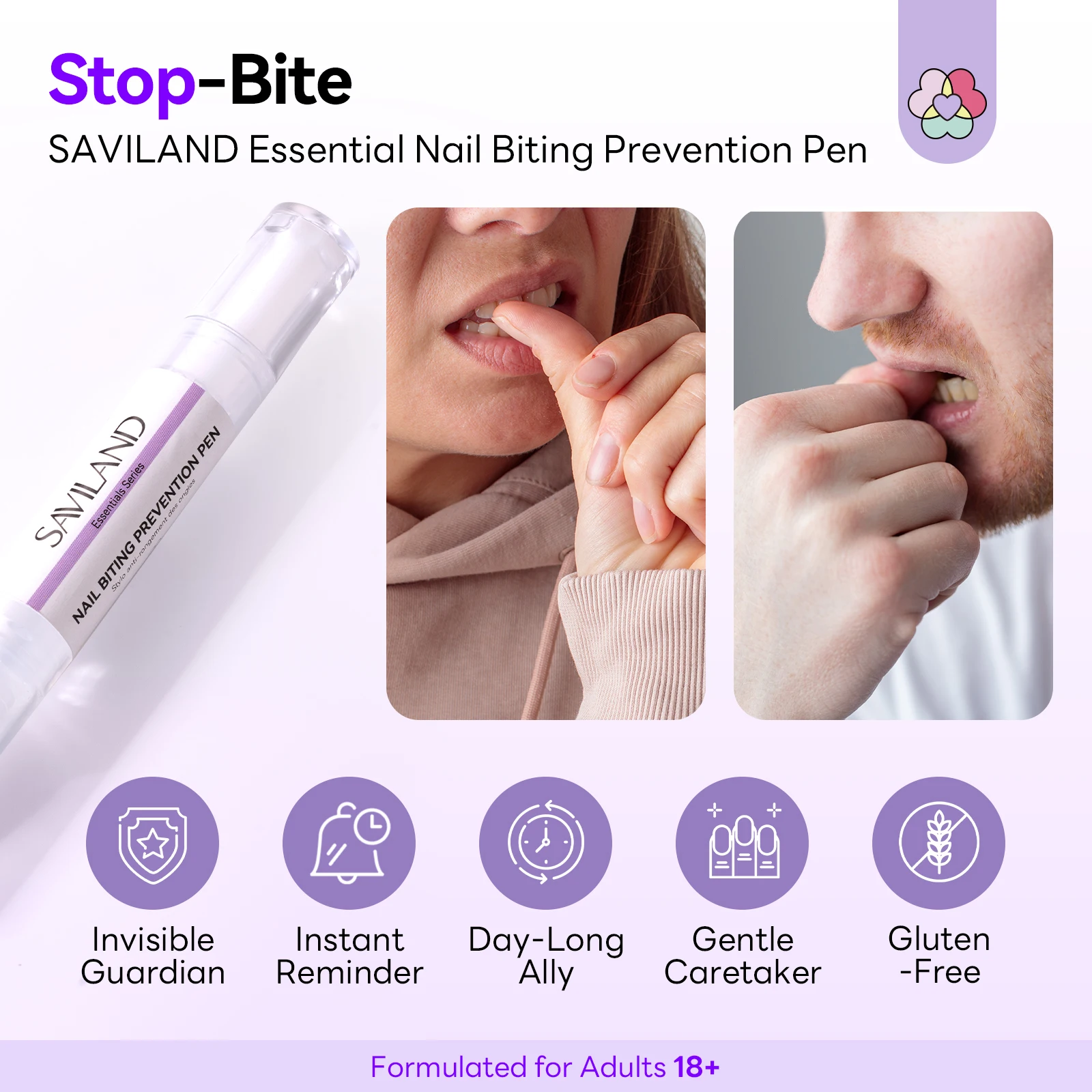سافيلاند توقف علاج عض الأظافر للأطفال والكبار تركيبة مريرة محايدة التجفيف السريع طوال اليوم حامي الإبهام مص الردع