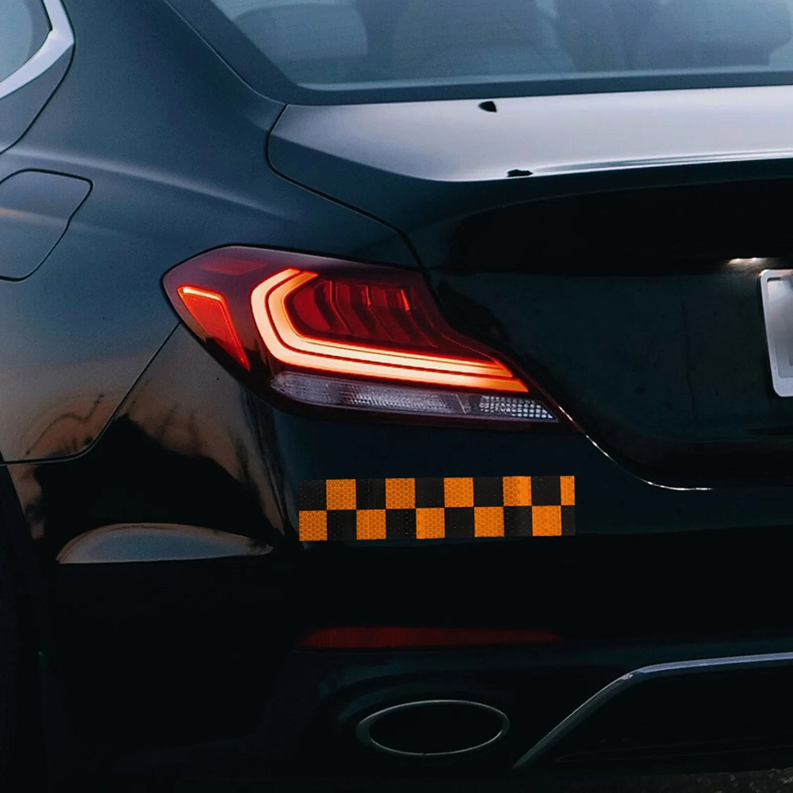 

Reflective Tape for Car Bumper ange Black Checkered 5cmx3m Anti scratch Durable PVC Material Car Stickers Suitable Cars Trucks
