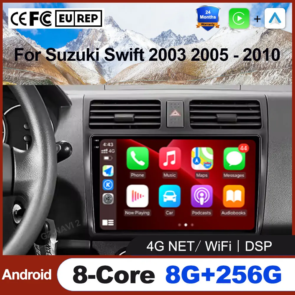 

For Suzuki Swift 2003 2005 - 2010 Android Auto Car Radio Multimedia GPS Navigation Apple Carplay DSP Stereo 4G+WiFi DSP SWC Tool