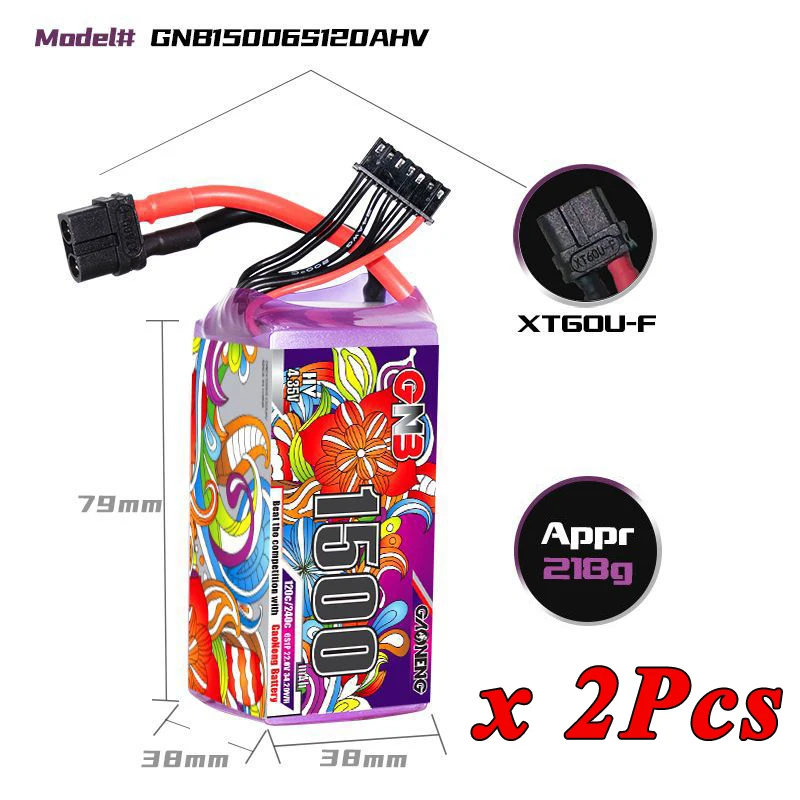 1/2Set GNB 4S 6S 1100/1300/1500/1850mAh 15.2V 22.8V 120C Met XT60 voor FPV Drone Helikopter Vliegtuig Oplaadbare Lipo Batterij