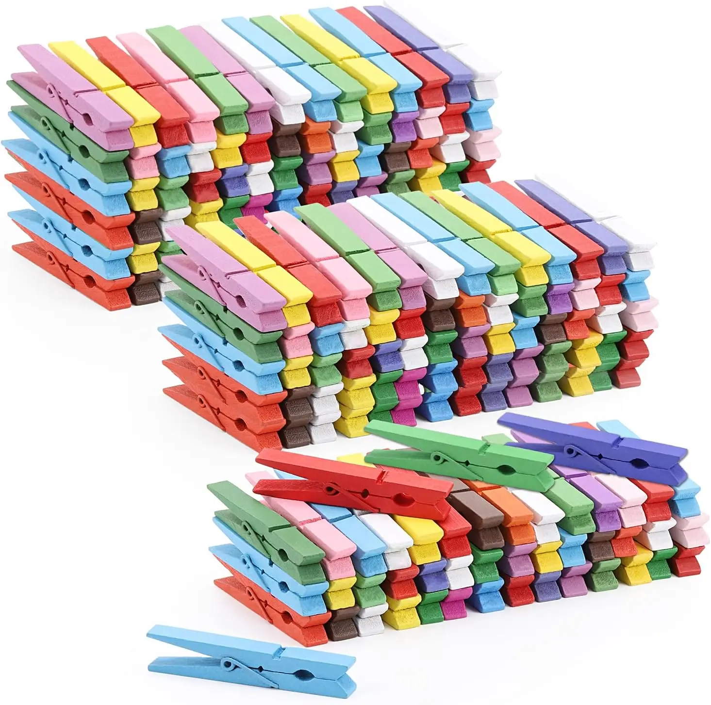 200pcs 3inch Colored Clothespins Wooden Clothes Pins, Wood Clips for Crafts Pictures Classroom Photos