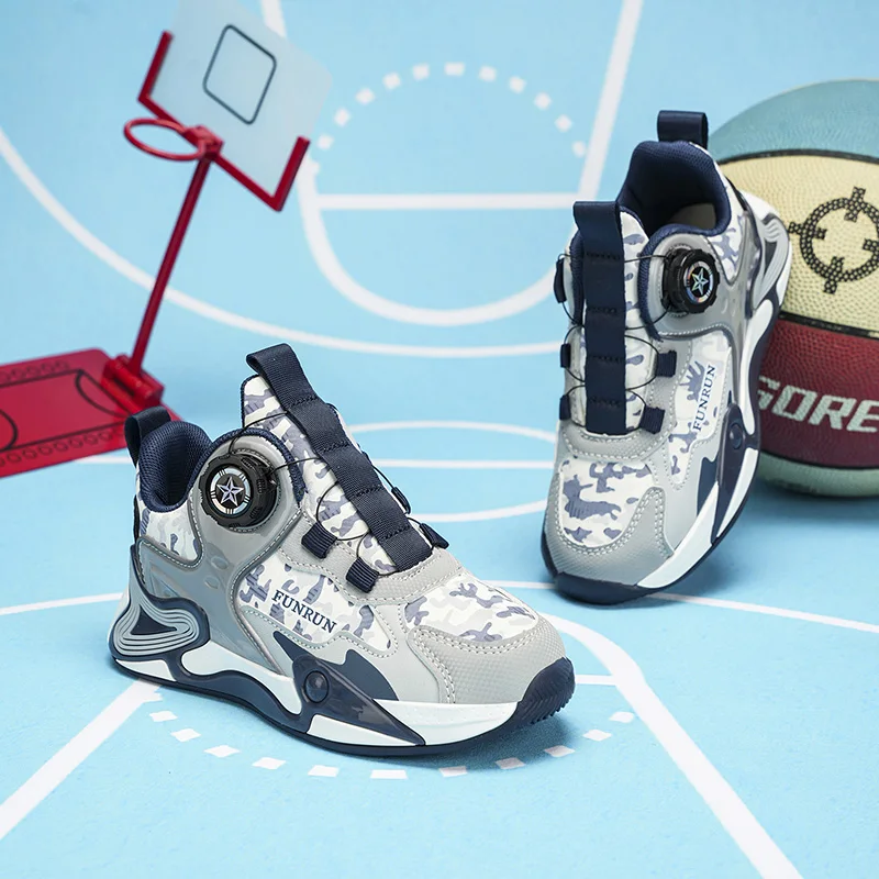 

A pair of children's four-season leather basketball shoes, soft and comfortable sneakers, sizes 31-40，FJ-1313