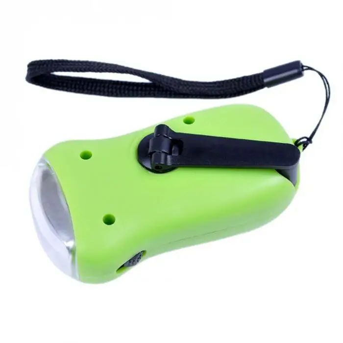 Black LED Solar Hand Pressing Dynamo Crank Power Wind Up Flashlight Torch Light Hand Press Crank Camping Lamp Light Green Red