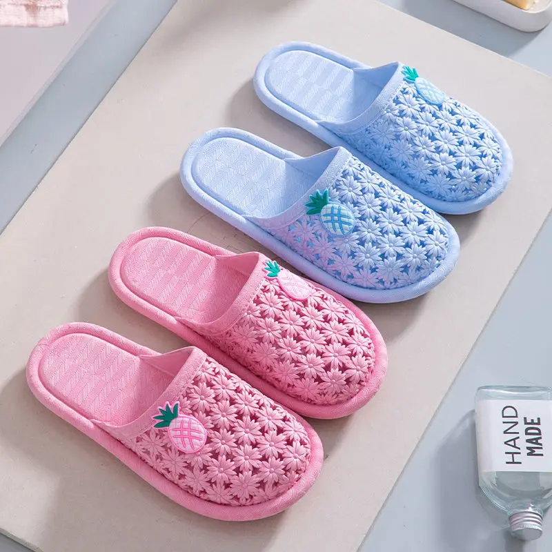 2023 Summer Slippers Women Sandals Bath Flower Slides Shoes Anti-slip Mute Home Bedroom New Hotel Flat Hollow Hole Korean