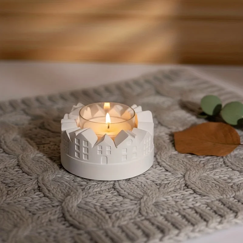Reusable House-Shaped Candle Holder Silicone Mold - Compatible for Resin, Gypsum & Tea Lamp DIY Crafts