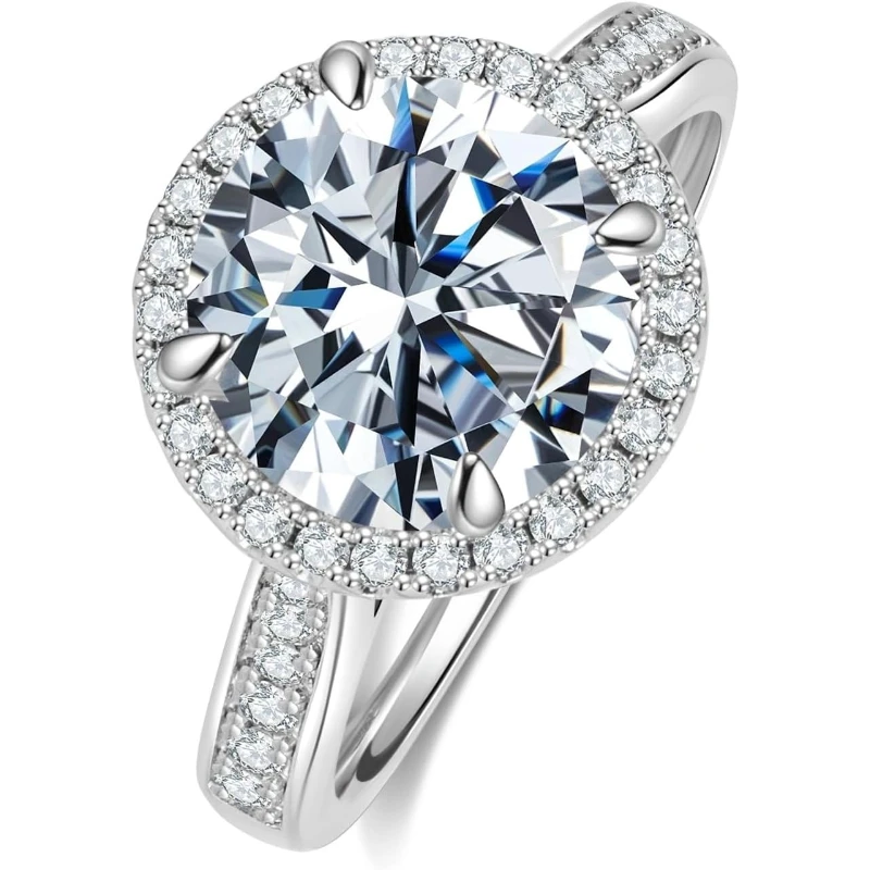 

Кольцо для помолвки с круглым муассанитом, выращенным в лаборатории, с сертификатом GRA, цвет D, чистота VVS1, для женщин, из стерлингового серебра S925