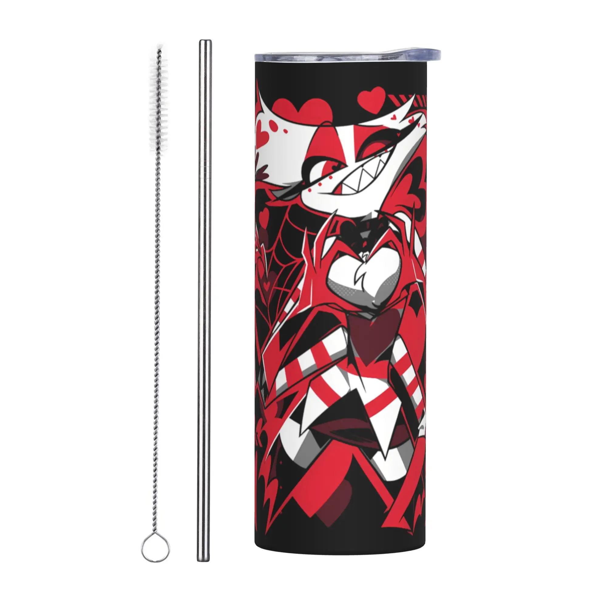 Hazbins Anime Animation Hotel Angel Dust Insulated Tumbler With Lid Straw Tags Vacuum Thermal Mug Spill Proof Double Bottle 20oz