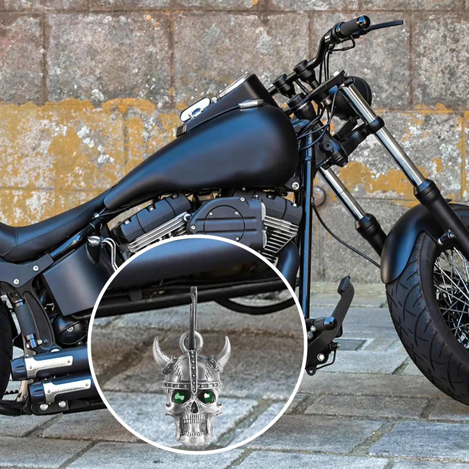 3D Viking SKull Motorcycle Bell Guardian Angel Drive Away Gremlin, Biker Bell for Men Women Rider Riding, Good Luck Gift