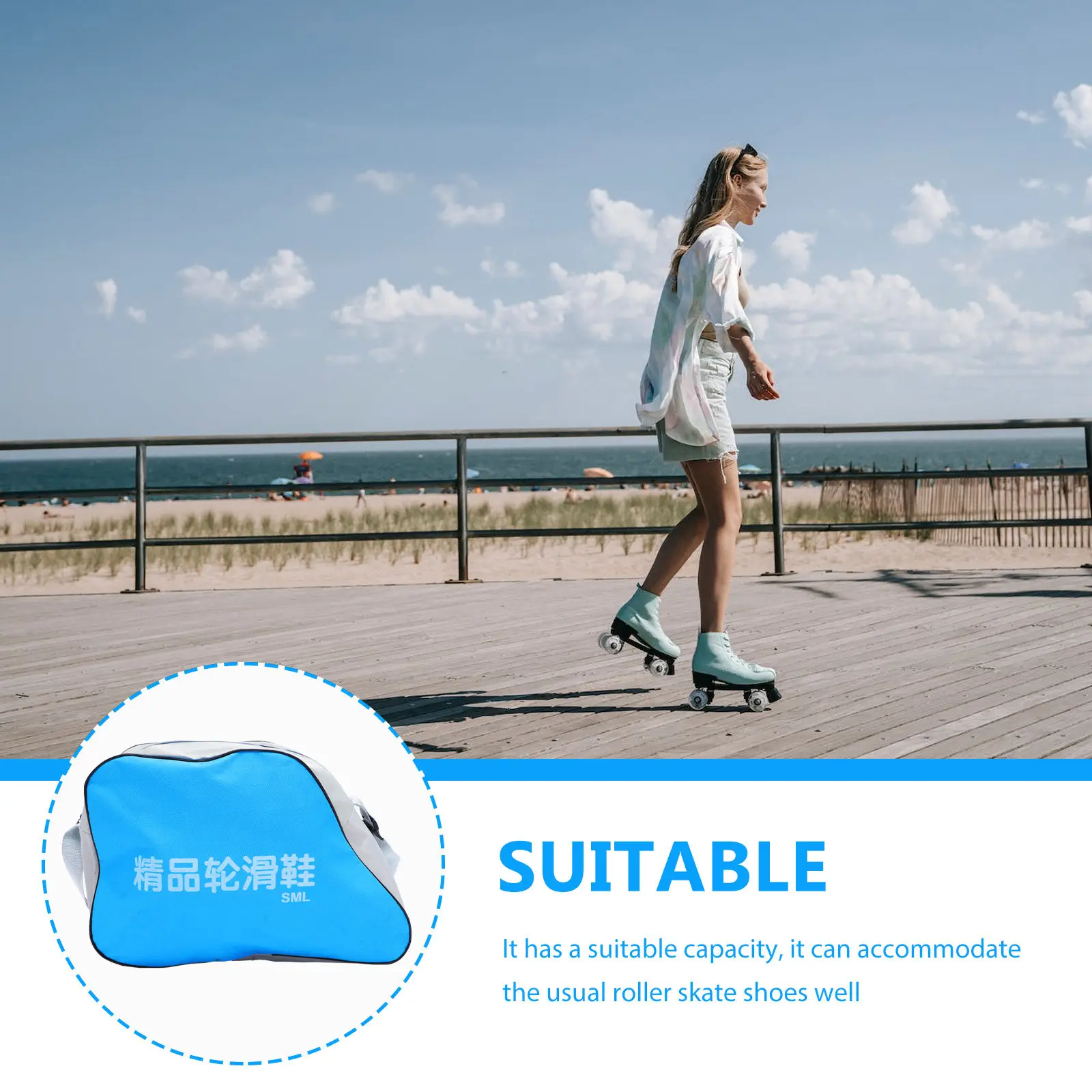 

Skating Shoe Bag Heavy Duty Roller Skates Pouch Strong Fabric Easy Clean Storage Solution for Outdoor Ice Skates Protection