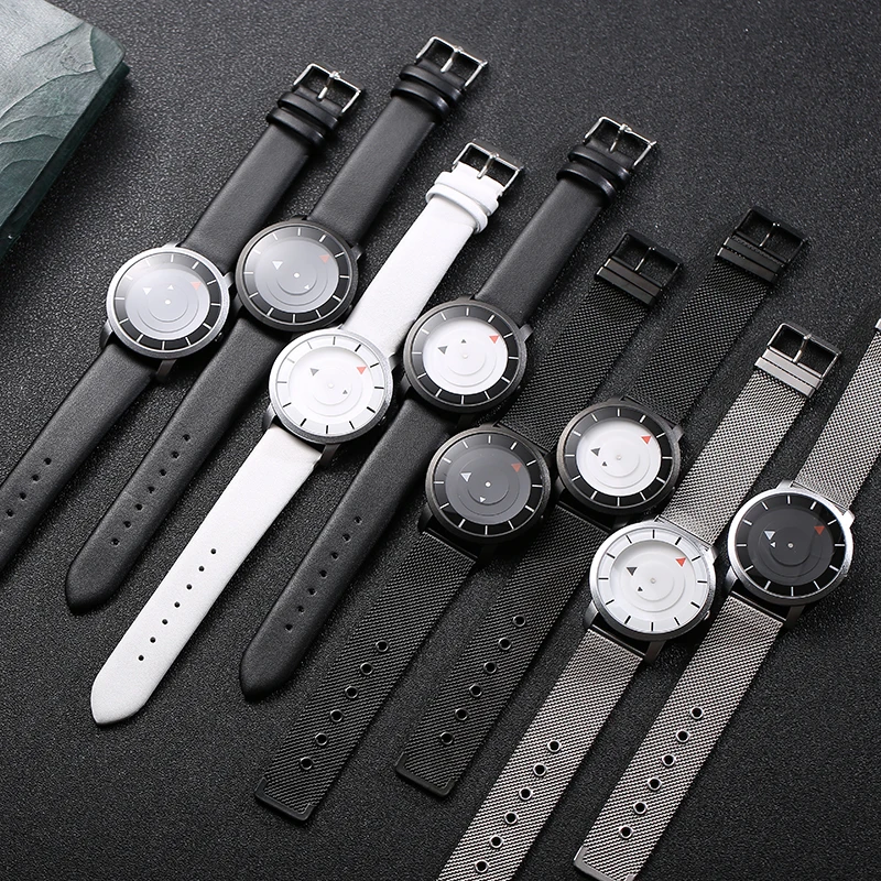 Clock Casual Unique Fashion Watch Men Women Simple Turnable Quartz Wrist Watch Classical Stainless Steel Band Watches