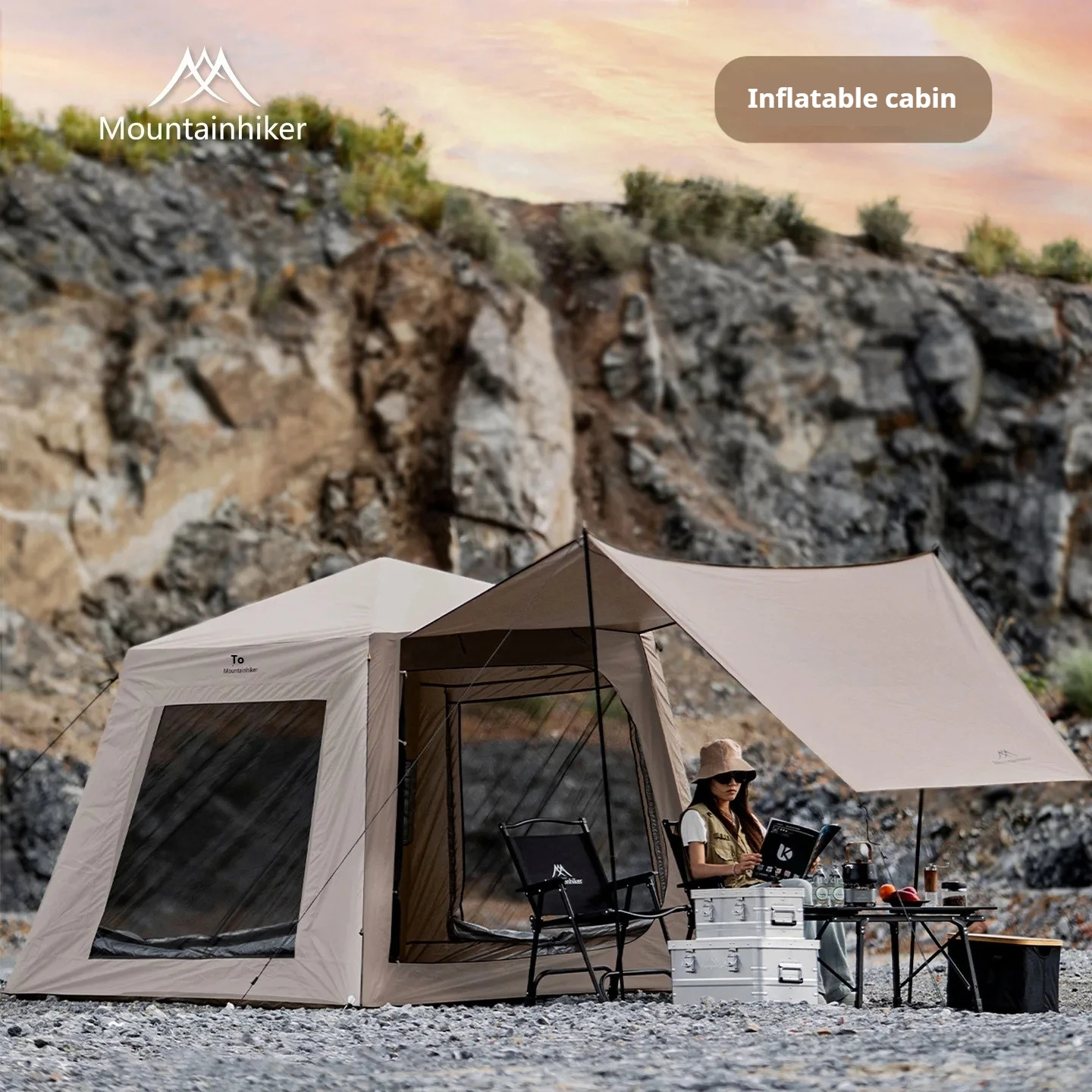 

Mountainhiker Inflatable Park Tent Outdoor Camping Tent 200D Four Grid Oxford Silver Coated Sunscreen Mosquito Protection Tent