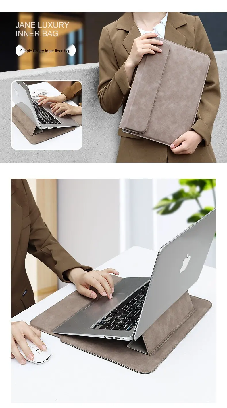 Laptop-Hülle aus Schafsleder 13,3-15,4 Zoll Ultrabook-Schutzhülle für MacBook Air Pro – Detail 17