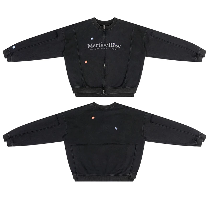 

Martine Rose Jackets Coats Autumn Winter New Jacket Irregular Patchwork Vintage Washed Unisex Cardigan Jacket Zip Up Outerwear