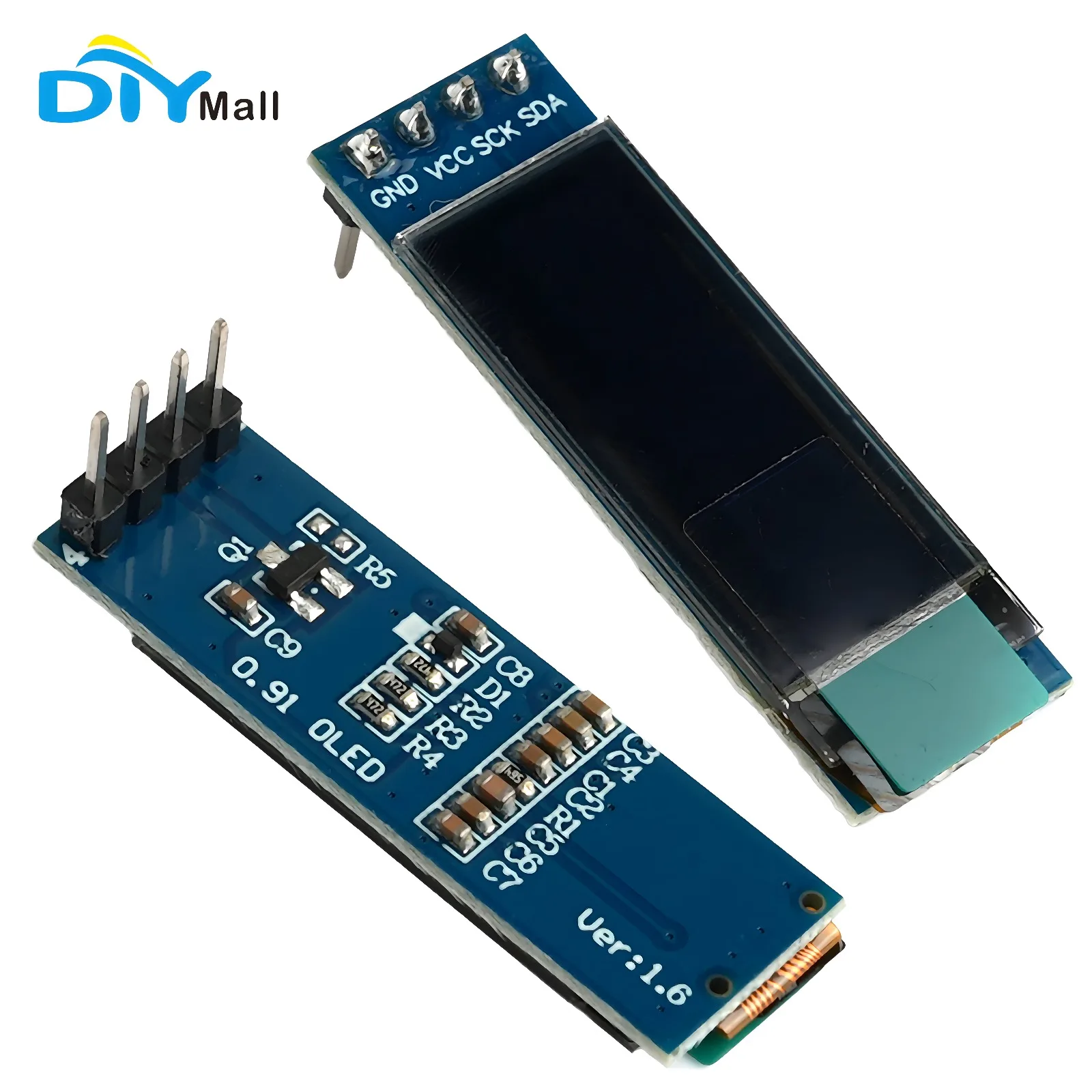 0.91-inch OLED display module IIC interface SSD1306 128*32 white pin GND VCC SCK SDA